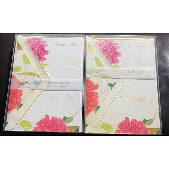 Invitations & Envelopes 2) boxes of 8 Peony Garden Design - Picture 2 of 2